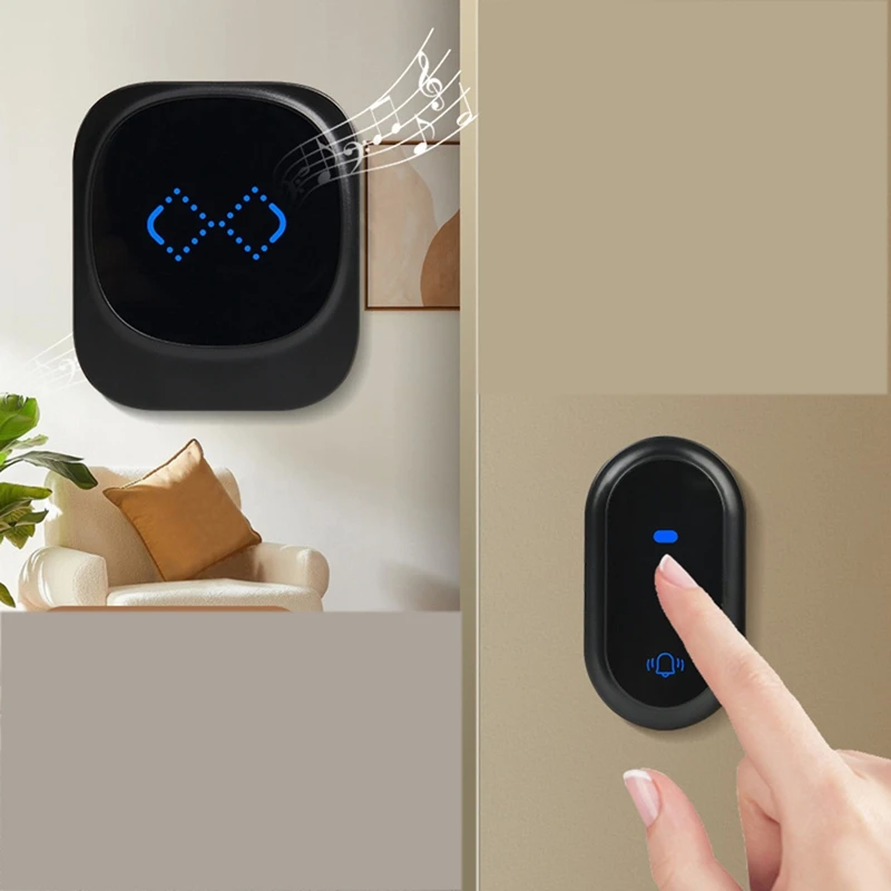 Wireless Home Welcome Smart Doorbell Self-Powered IP68 Waterproof 180M Remote With 38 Songs US Plug