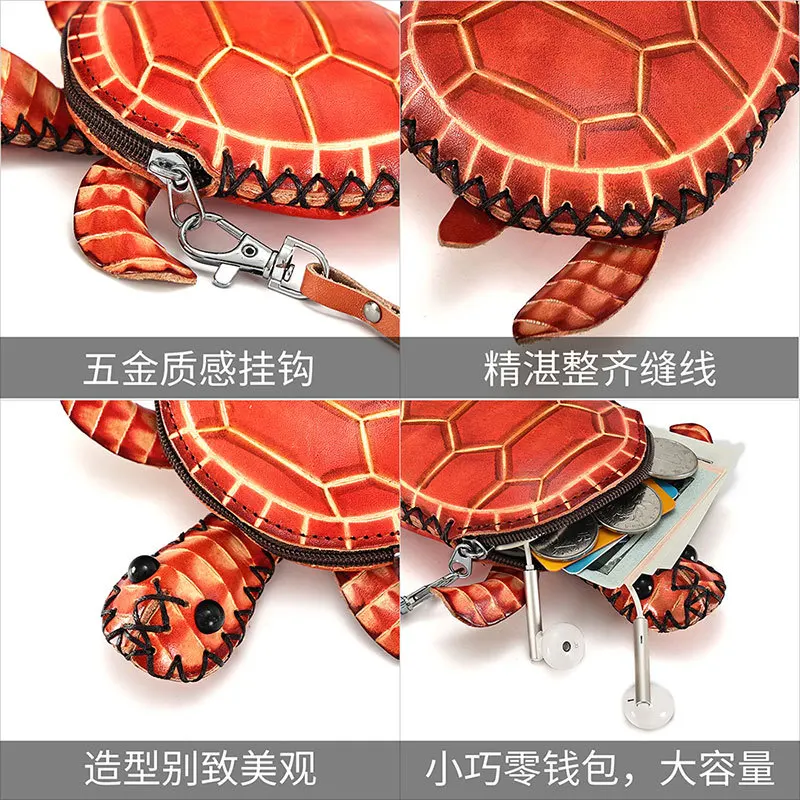 Creative genuine leather zero wallet mini cute small wallet fashionable genuine leather small clutch bag personalized turtle bag