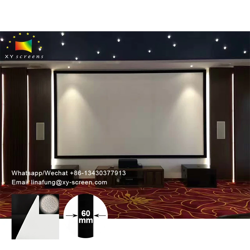 OEM/ODM Custom size 135 150 160 180inch 60mm Fixed Frame Digital Home Theater Cinema UHD 4K White Projector Screen