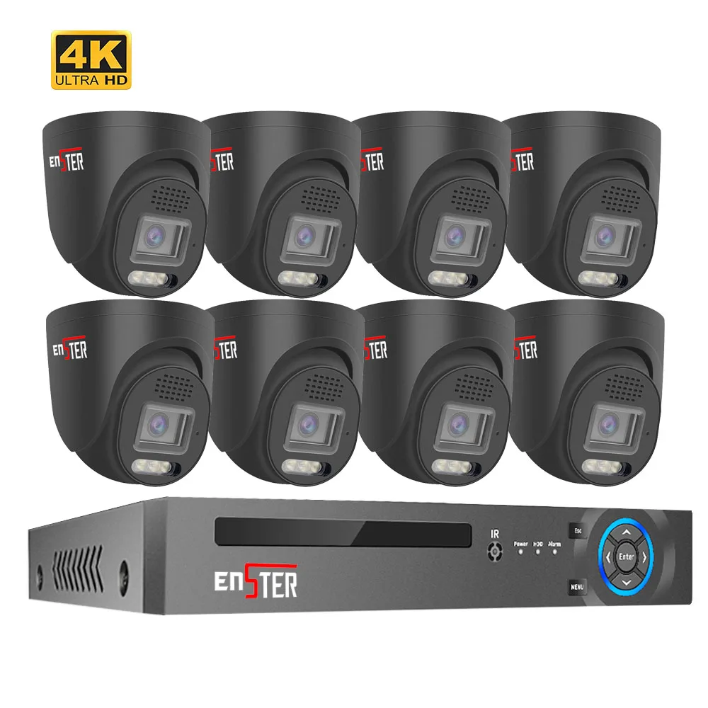 Metal Dome Style 8 Channels Indoor Face Detection H.265 4K 8MP Wired POE IP Network Cctv Home Security Camera System