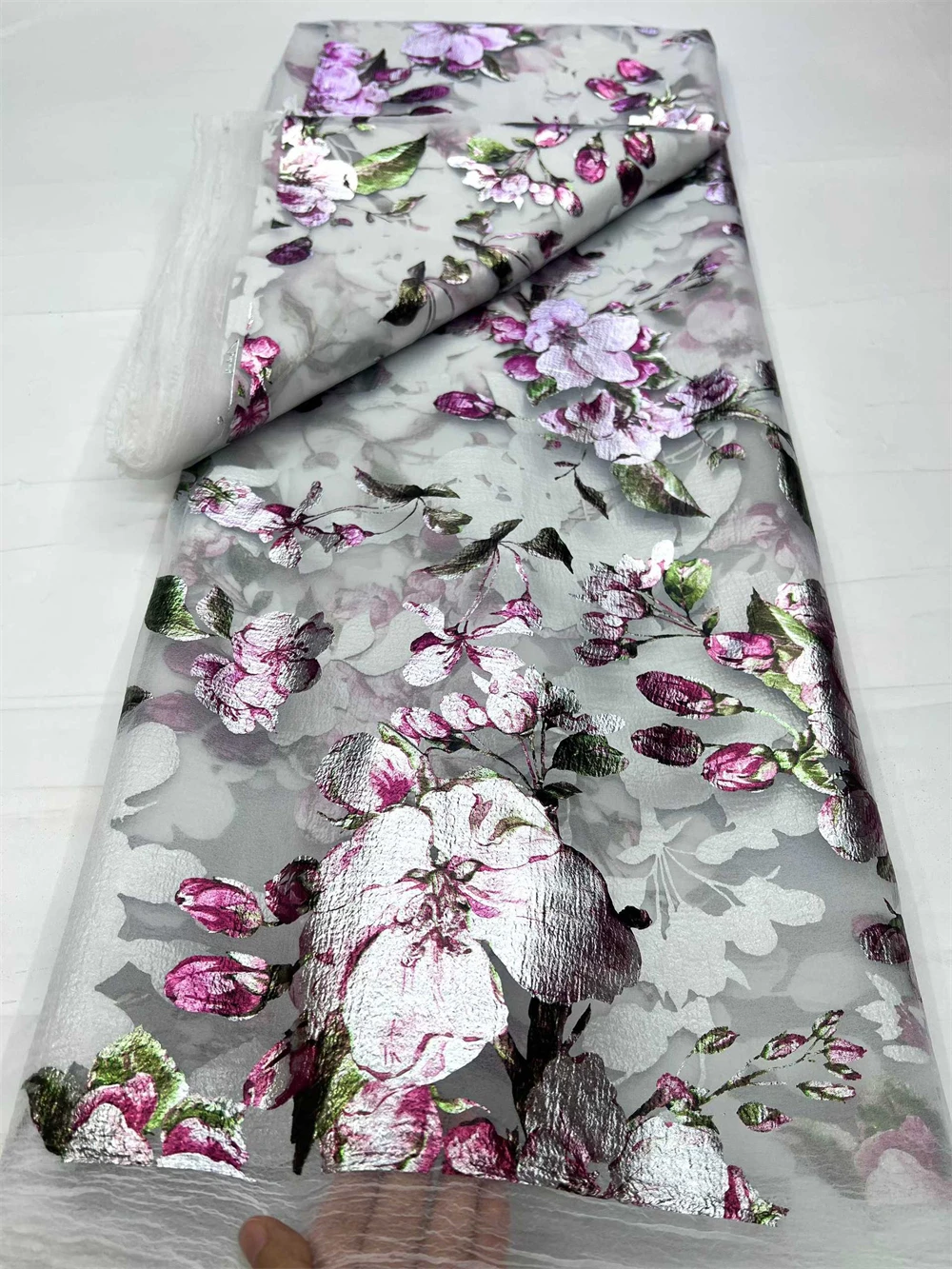 

2026 High Quality New Lucency Style Nigerian Jacquard Brocade Lace Fabric French African Brocade Lace Fabric For Party Dress Sew