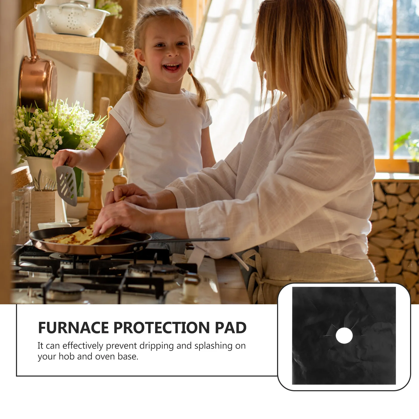 

1Pcs Gas Hob Protector Heavy Duty Oven Liner Precut Hole Non Stick Sheet for Universal Gas Hobs and Ovens Oven Liner