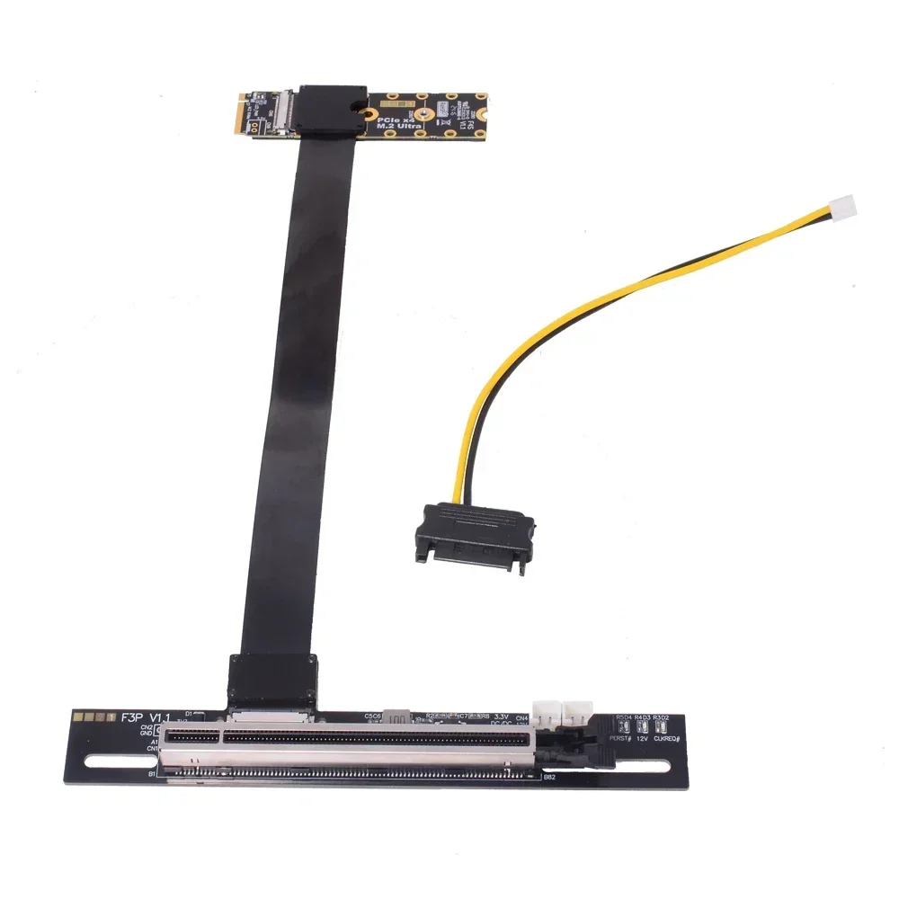 2025 nuevo PCIe 5,0 M.2 NGFF NVMe a PCI-E x16 Cable de extensión GPU Cable de alimentación Sata FFC GEN5 90 ángulo Nvidia/AMD tarjeta gráfica de PC