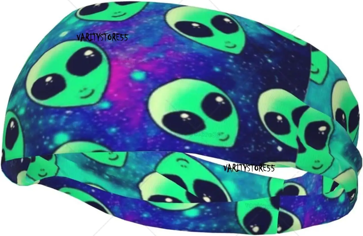 

Green Aliens Print Unisex-Adult Sports Sweatband Versatile Sport Headbands Moisture Wicking Headband Black