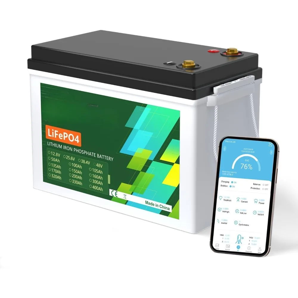 

12V 330Ah LiFePO4 Lithium Battery Mini Size,Built-in 200A BMS, 15000+ Cycles &10-year Lifespan,4224Wh Energy Lithium Batteries