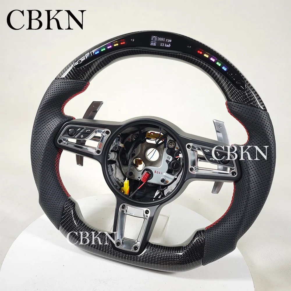 Performance LED  Carbon fiber Steering Wheel FIt for Porsche 718 911 Cayenne Macan  Feel Every RPM Pulse Through Carbon