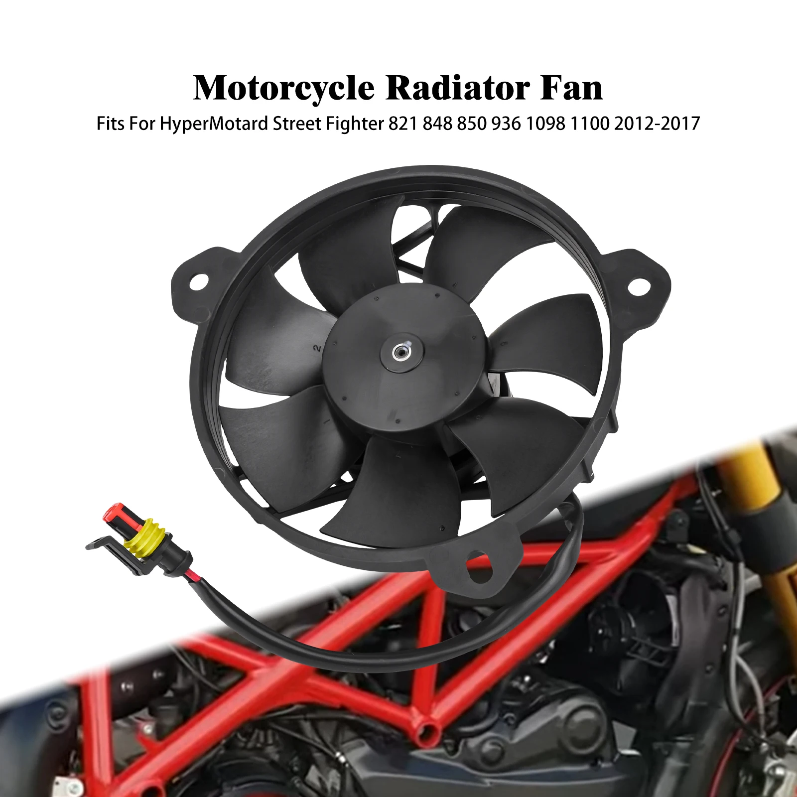 

Motorcycle Radiator Cooling Fan Cooler Water Tank Cooling Radiator Fan For HyperMotard Streetfighter 821 850 936 1098 2012-2017