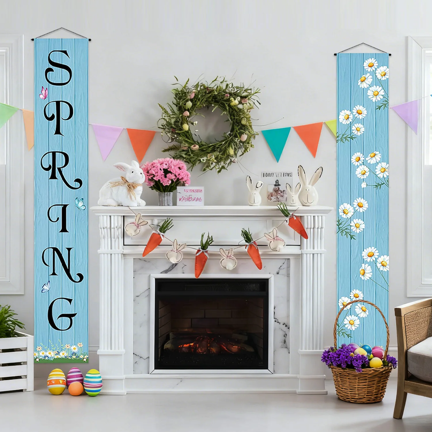 

Daisy Themed Spring Porch Banner Spring Front Door Sign Hanging Banner For Home Yard Indoor Outdoor Decoration Hello spring Deco