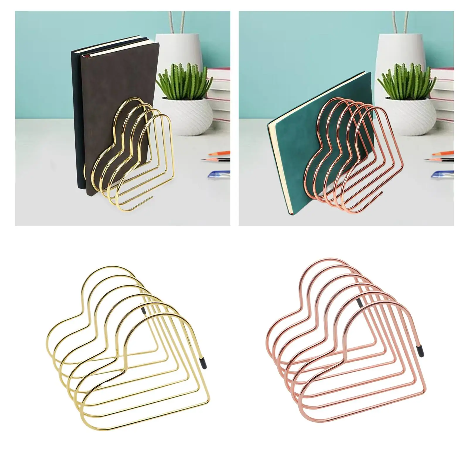 Bookrack Heart Shape Desk Decoration Non-slip Multi-scenario Sturdy Vinyl Stand for Desktop Hotel Household Gift Living Room