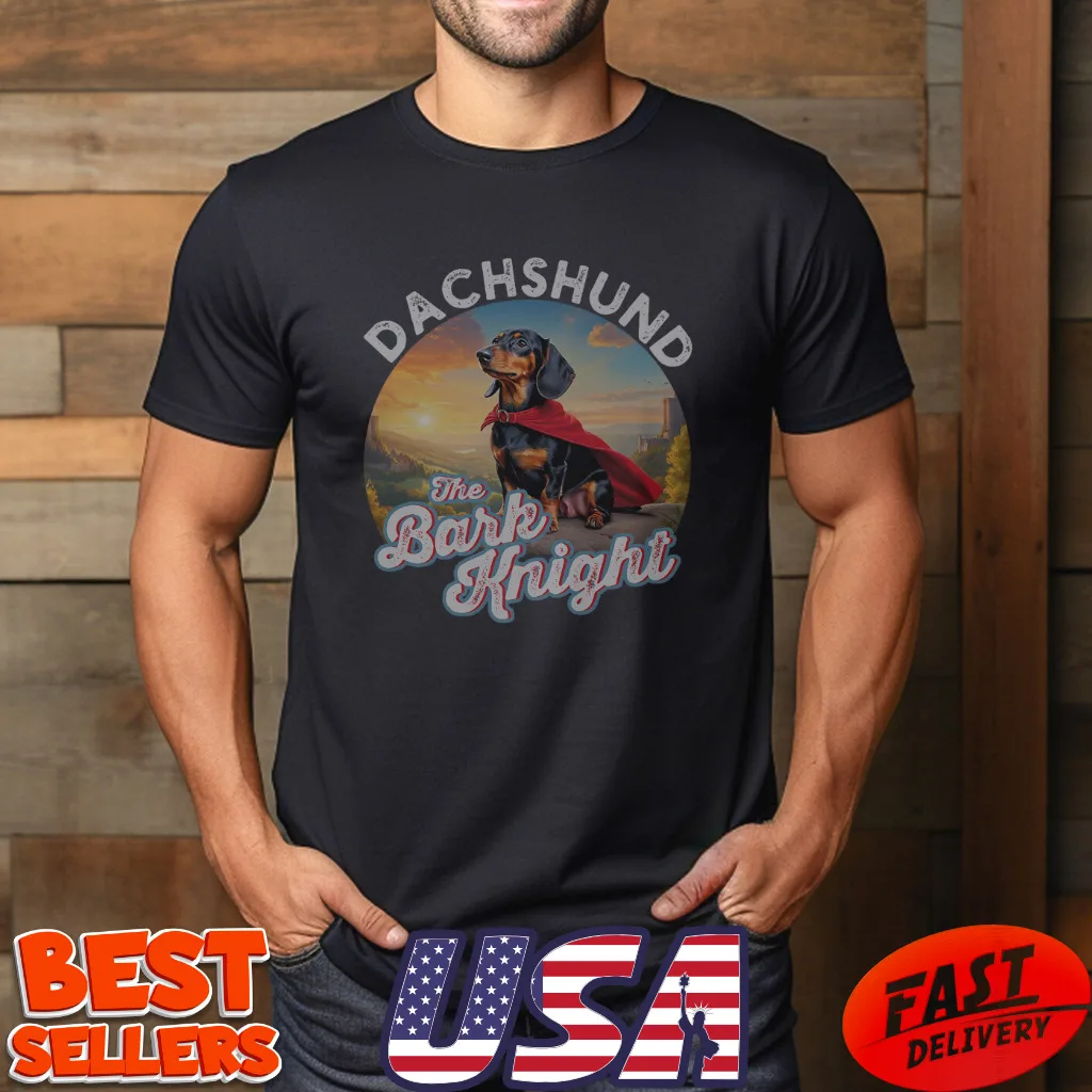 Superhero Dachshund Tee, The Bark Knight, Doxie Crusader T-Shirt