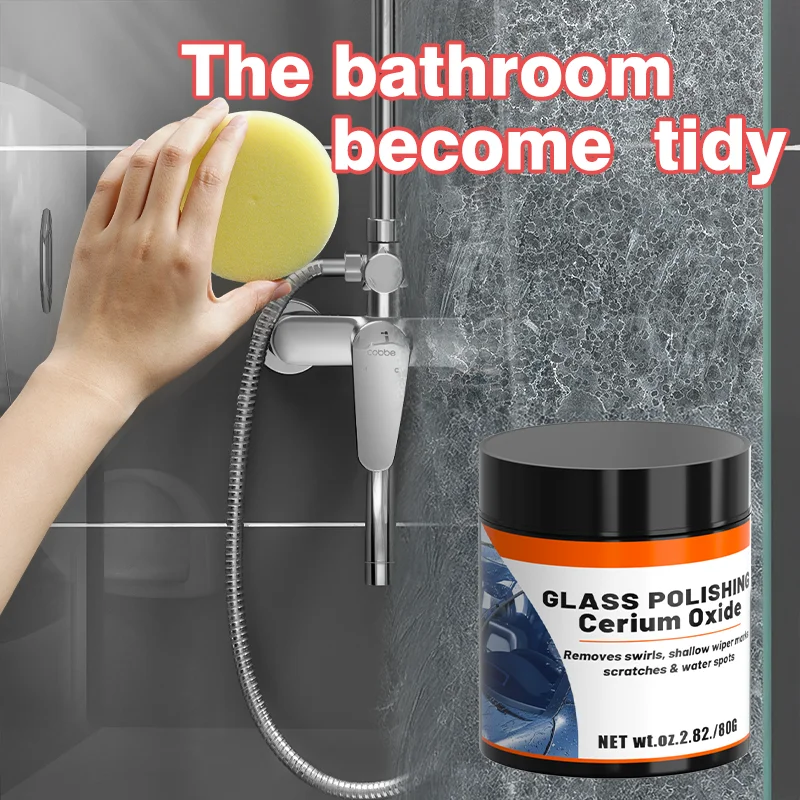 80g Universal Glass Polishing Powder - Efficient Scale Removal And Scratch Repair for Bathroom & Car Glass Care