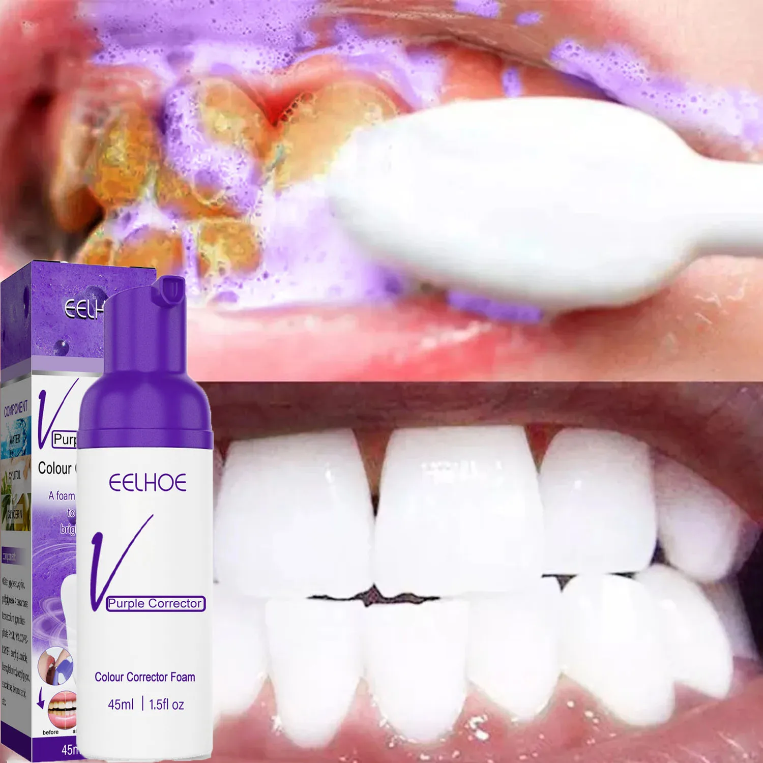 

V34 Teeth Whitening Mousse Toothpaste Remove Plaque Stains Cleaning Oral Hygiene Bleaching Dental Tools Fresh Breath Tooth Care