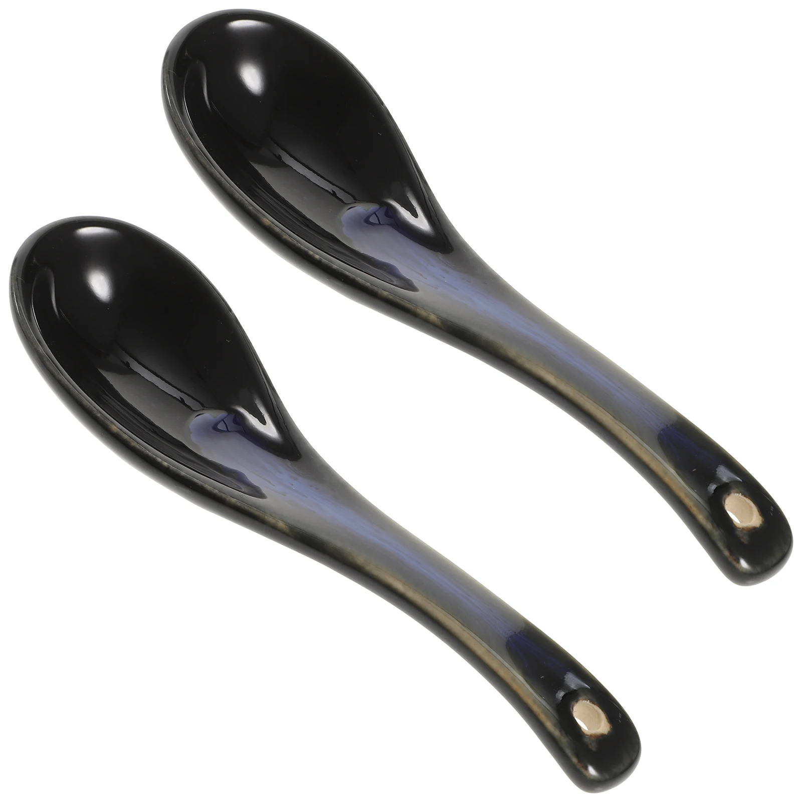 

2Pcs Ceramic Spoon Premium Heat Resistant Multi Function Soup Spoon for Ramen Porridge Cereal Dessert Tableware