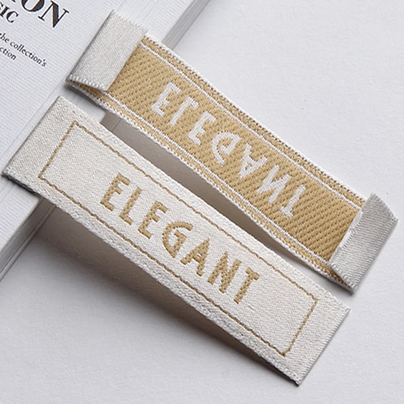 Wood Shuttle Woven Edge Collar Label, Women's Down Jacket, Children's Cloth Label, DIY Free Design, 500Pcs