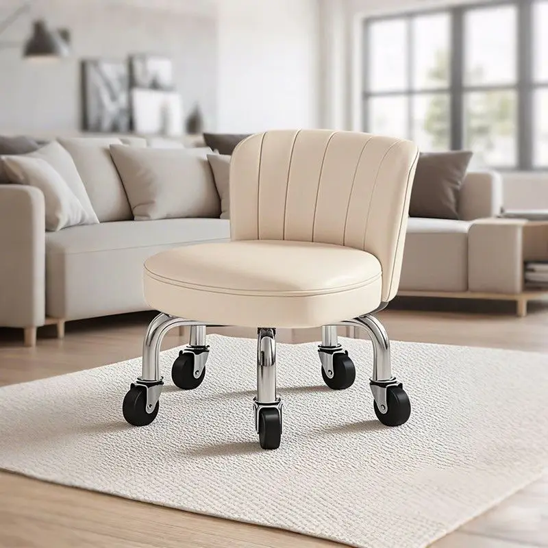 Modern Minimalist Plastic Wheels Low Stool Quiet Universal Wheel round Stool Children's Walking Training Living Room Home Use