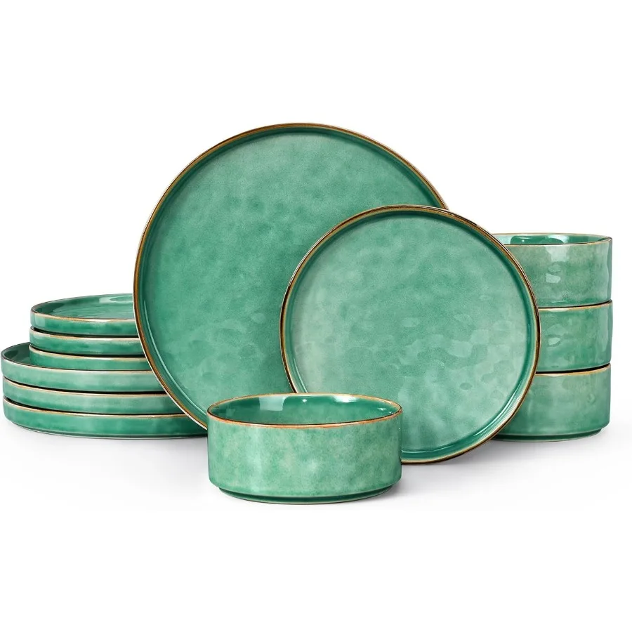 

Dinnerware Sets for 4 12 Piece Plates and Bowls Dish Set Stoneware Dishware Dinner Ware for Kitchen Dining Microwave and Dishwa