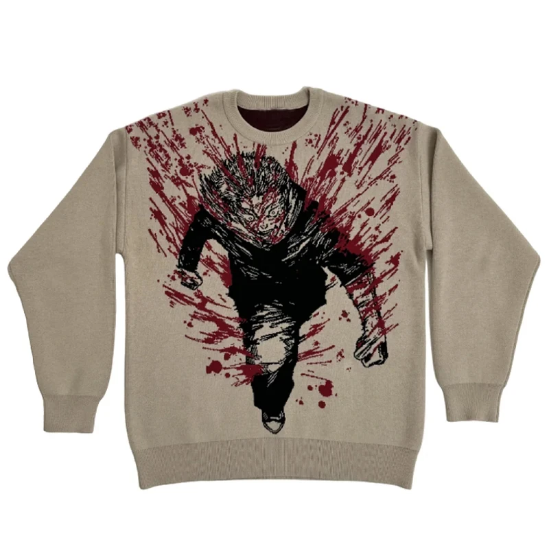 2024 Autumn/Winter Sweater Anime Zombie Horror Knitted Sweater Outdoor Warm Gothic Retro Style Warm Wholesale Sweater