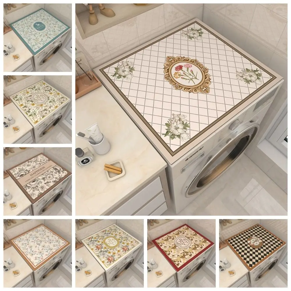 Printed Washing Machine Dust Cover Anti-skid Dirt Resistant Table Pad Multi-functional Absorbent Fridge Top Mat Home