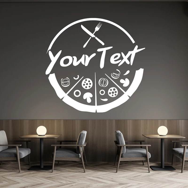 Pizza Personalized wall decor Pizzeria Sticker Food Lover Wall Decal Vinyl Window Sticker Pizza Decal pegatinas de pared E883
