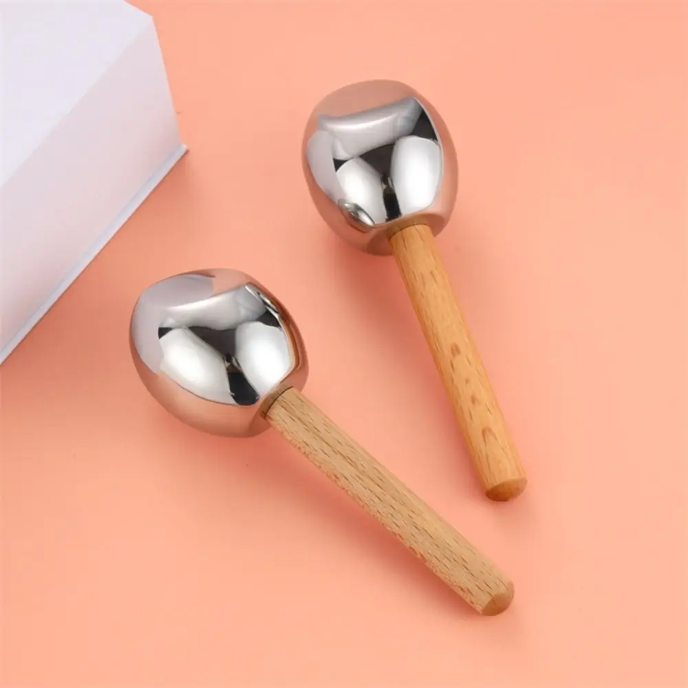 Wooden Handle Ice Wave Ball Stainless Steel Sunlight Repair Facial Ice Globes Narrow Pores Soothing The Eyes