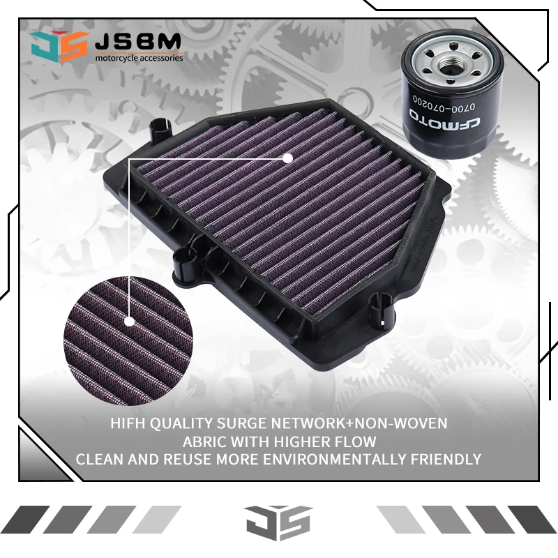 

JSBM Motorcycle High Flow Air Filter Oil Filters For CFMOTO 650SR 675SR-R 675SS 675NK CF650-10 675 NK SR-R SS SR 0700-07200