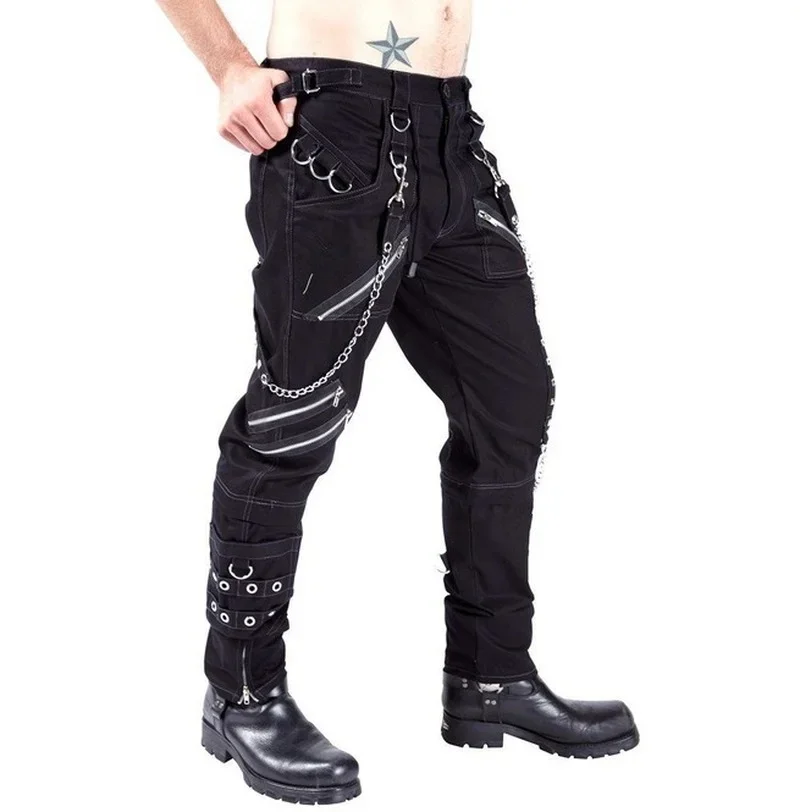 Men\'s Personalized Casual Pants Goth Pants Punk Rock Bondage Pants