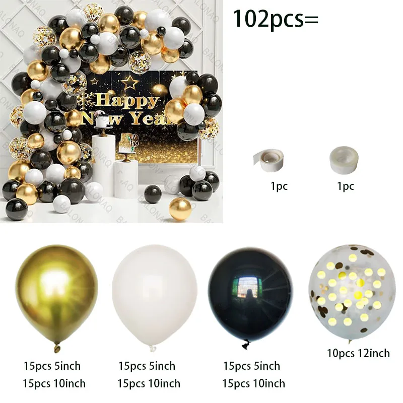 2025 New Year Eve Party Decorations Number Foil Balloon Happy New Year Paper Banner Photo Props Frame Christmas Favors Supplies