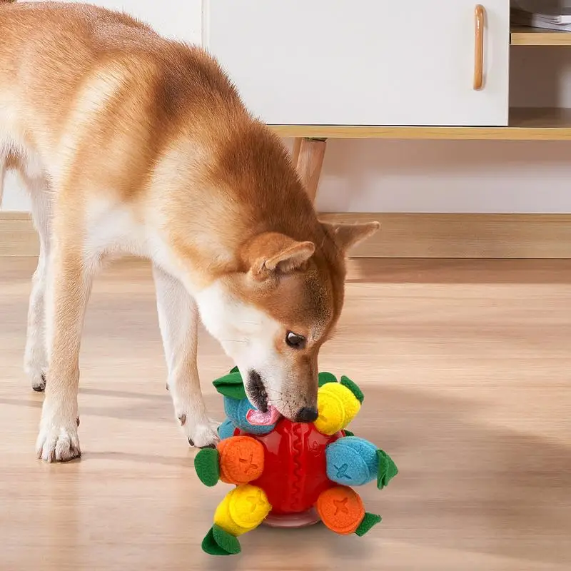 Sniffle Interactive Treat Ball Carrot Design Dog Enrichment Chew Toys Portable Snuffle Toy With Sound Encourage Foraging Skills