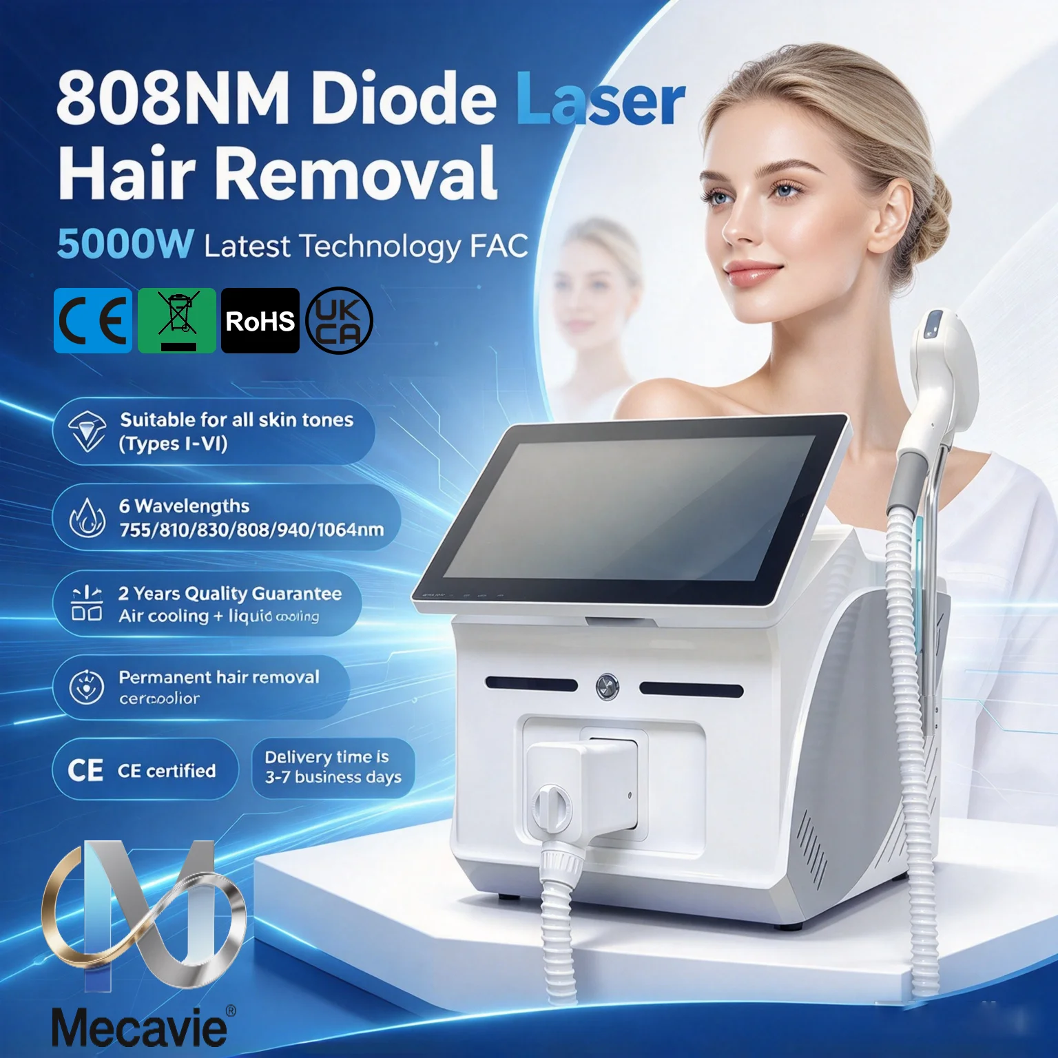 Professional 6000w Soprano Diode Laser Hair Removal 6 Waves 755 940 810 8301064 808nm CECertificateAlexandrite Device Permanent