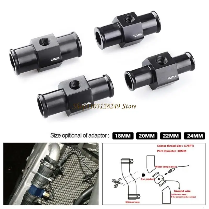 N5KD 18/20/22/24/28/30/32/34/36/38/40MM Radiator Adaptor Water Temp Gauge Temp Hose Adapter Attachment Hose Clamps