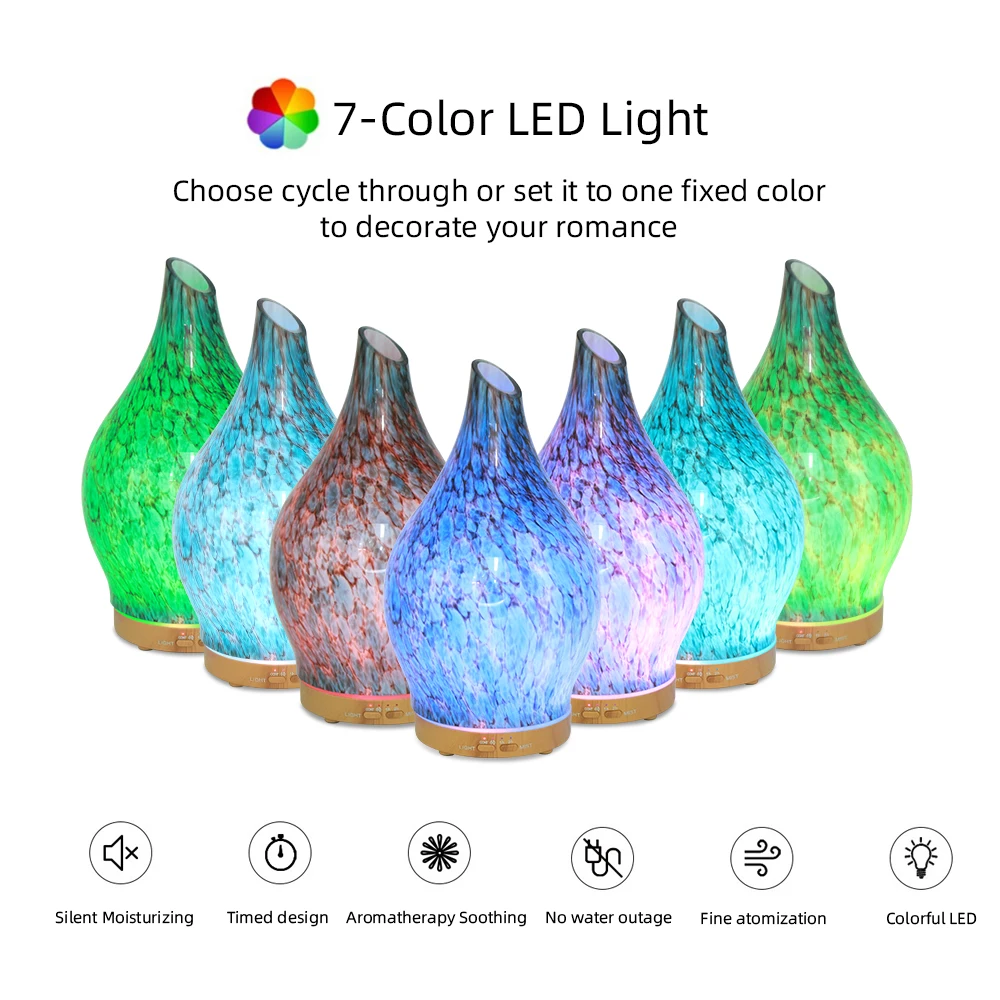 

200ml Ultrasonic Diffuser with Gradient Mood Lighting, Timer, and 3 Essential Oils
