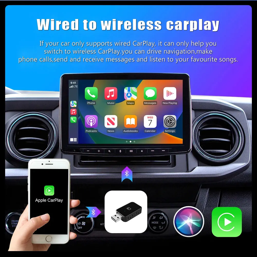 2024 Mini Wireless CarPlay Android Auto Wireless Adapter Smart 2in1 Box Plug And Play WiFi Fast Connect Universal For Nissan