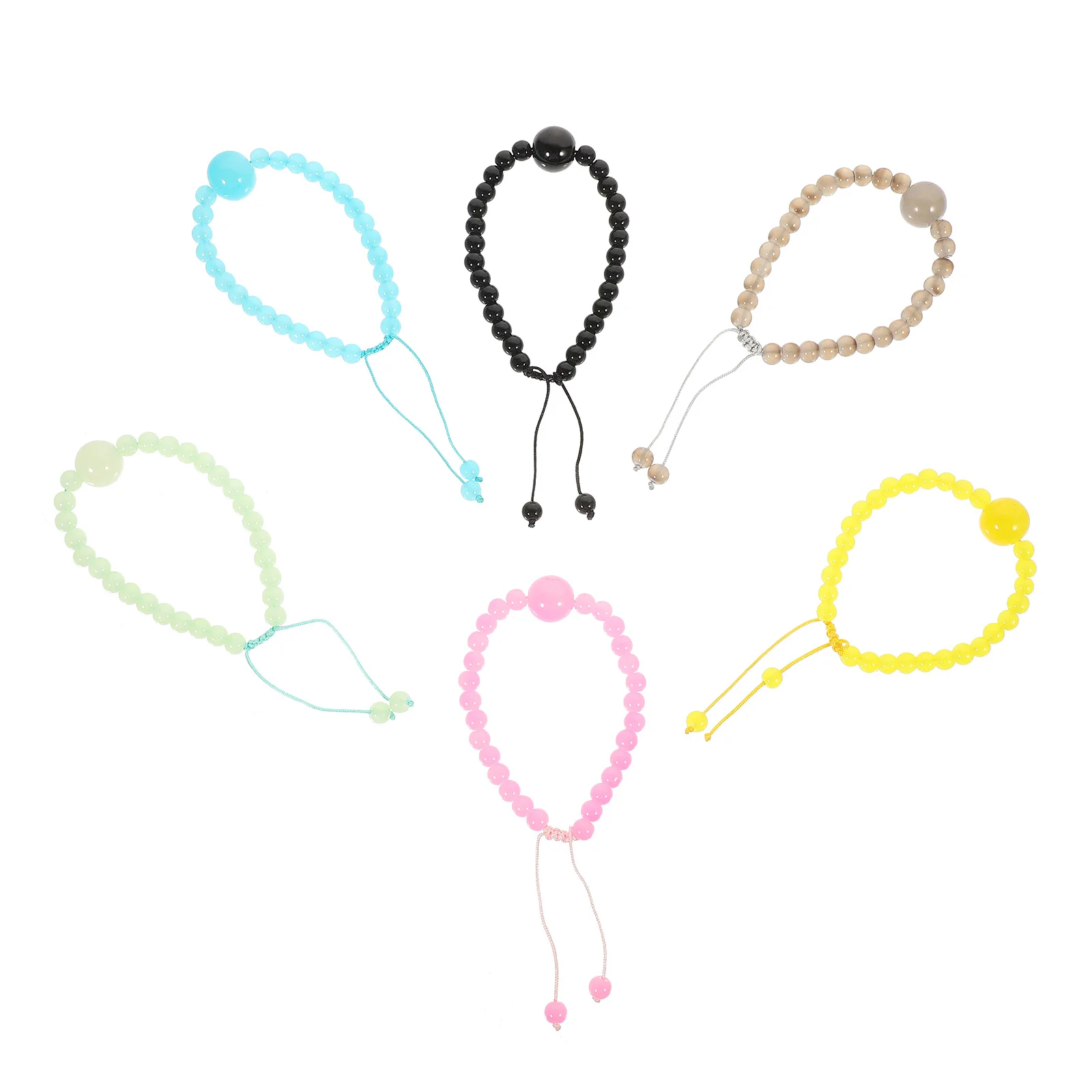 

6Pcs Synthetic Agate Beaded Bracelets Adjustable Glass Beads Ethnic Style Wristbands Casual Official Women Wristbands