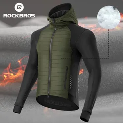 ROCKBROS Bike Hooded Jackets Men Winter Warm Down Cotton Coat Thermal Fleece Cycling Jersey MTB Road Bicycle Wadded Jackets