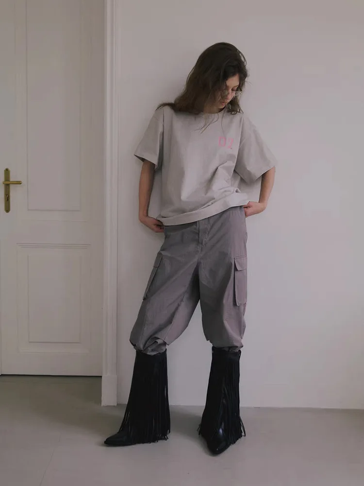 

Summer 2025 Loose Casual ort Sve T-irt Women's Top Dongda Gate Overd*Eflair New Arrival Korean Sle Cotton Knitted