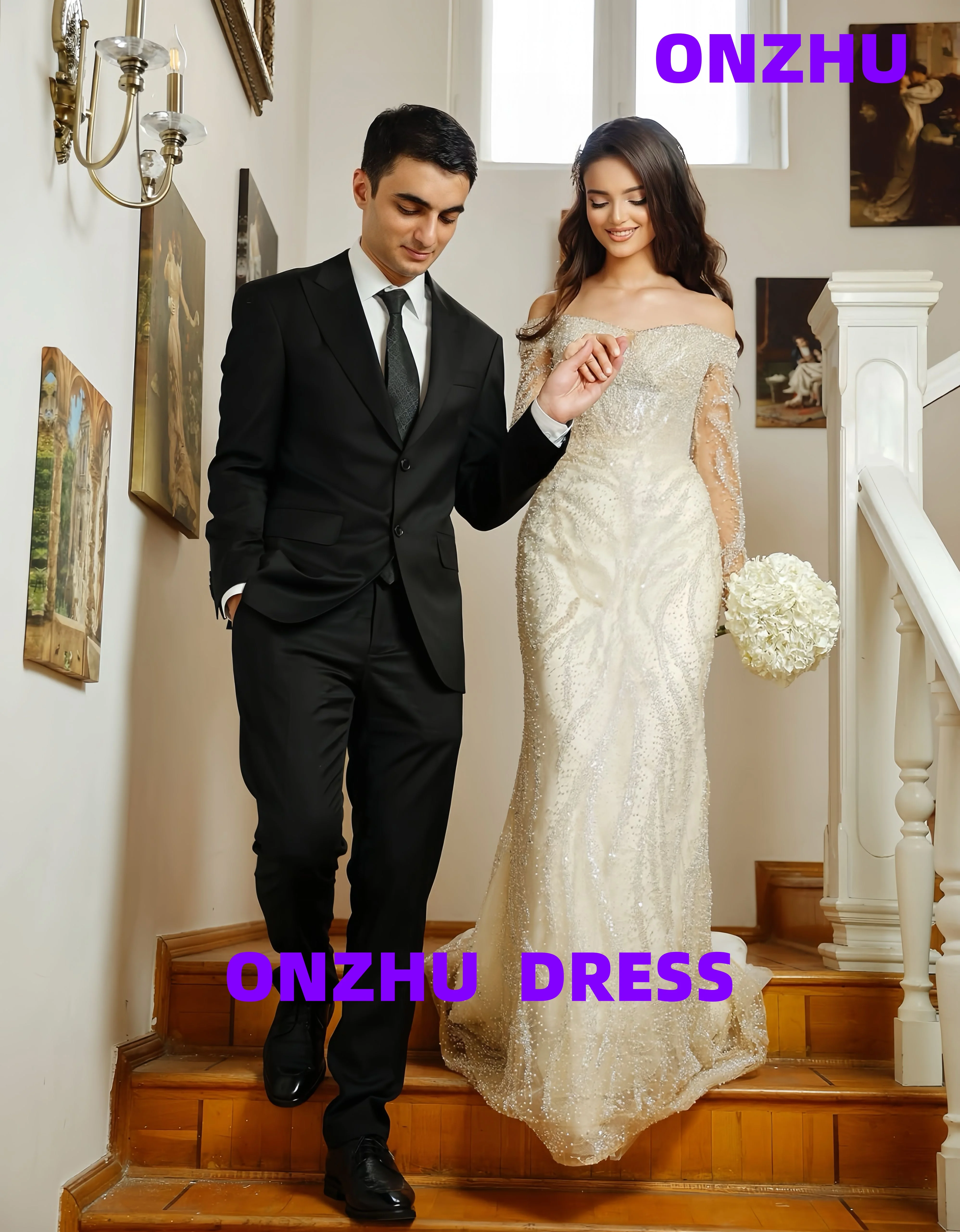 

Роскошные вечерние платья русалки с милым воротником и длинными рукавами по индивидуальному заказу, роскошные вечерние платья amanda's novias, женское вечернее платье