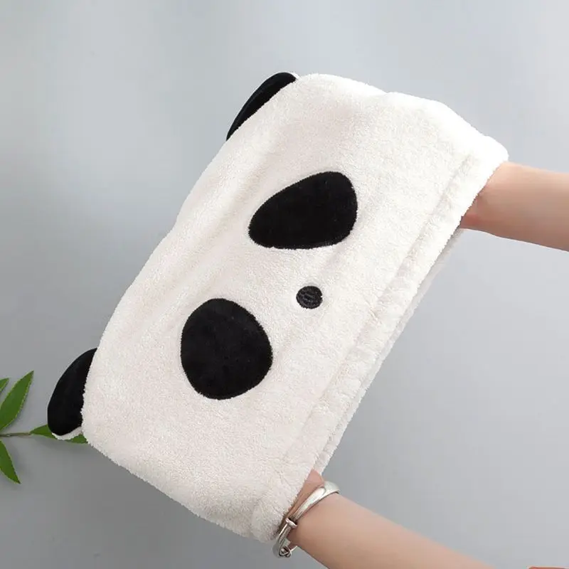 1Pc Women Dry Hair Hat Cute Panda Super Absorbent Hair Towel Quick-Dry Hair Turban Bathroom Adult Shower Cap Head Wrap Hat