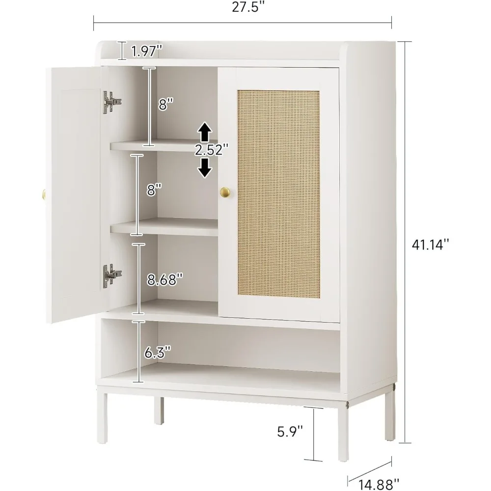 Rattan Shoe Cabinet Storage for Entryway, Shoe Cabinet with Adjustable Shelves for Entryway, 5-Tier, 20 Pair Shoe Rack Storage