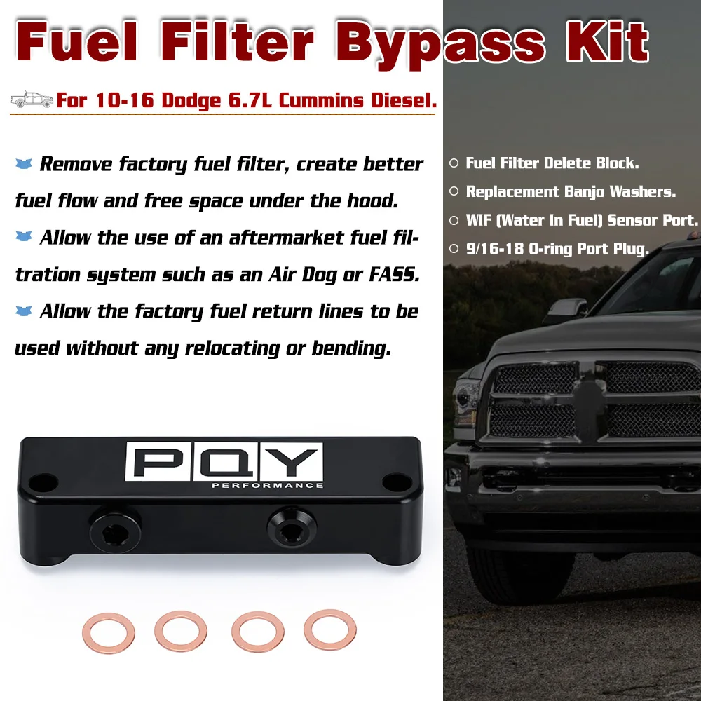 VR - Fuel Filter Bypass Kit Delete Block Banjo Washers For 10-16 Dodge 6.7L Cummins Diesel VR-FPB008