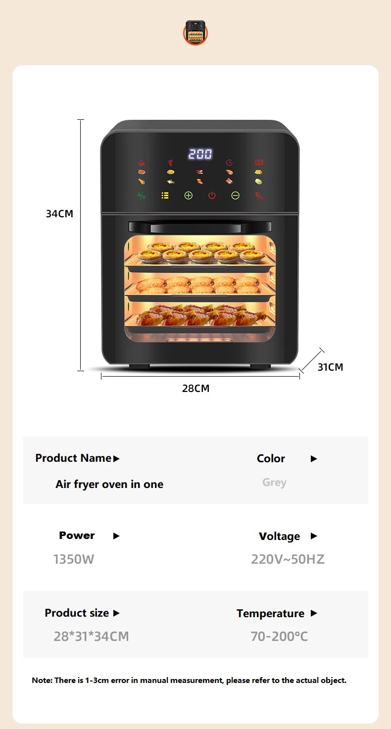 Household Fully Automatic Electric Machine Multifunctional Household New Large Capacity Oil-Free and Low-Fat Air Fryer