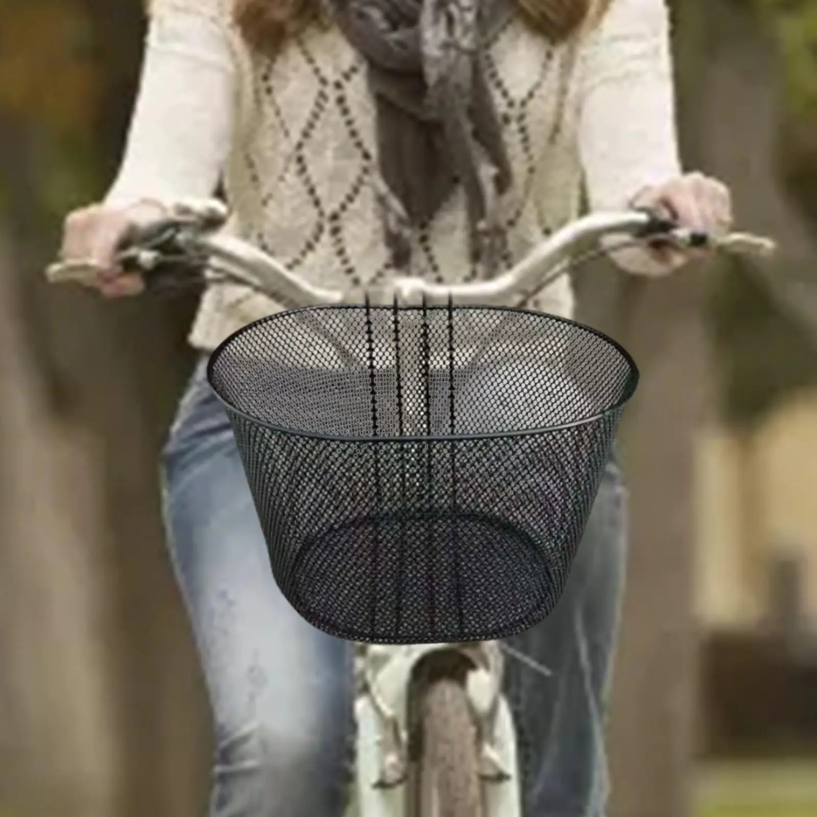 Bike Basket Bicycle Cargo Rack Basket Riding Removable Shopping Black Metal