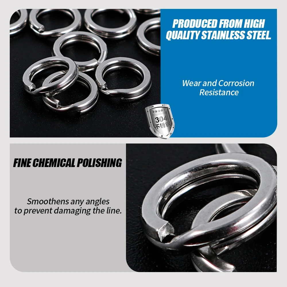 JIGGING PRO 10/15 قطعة من الفولاذ المقاوم للصدأ حلقة سبليت لصيد الأسماك شديدة التحمل موصل حلقة مزدوجة ملحقات صيد الأسماك