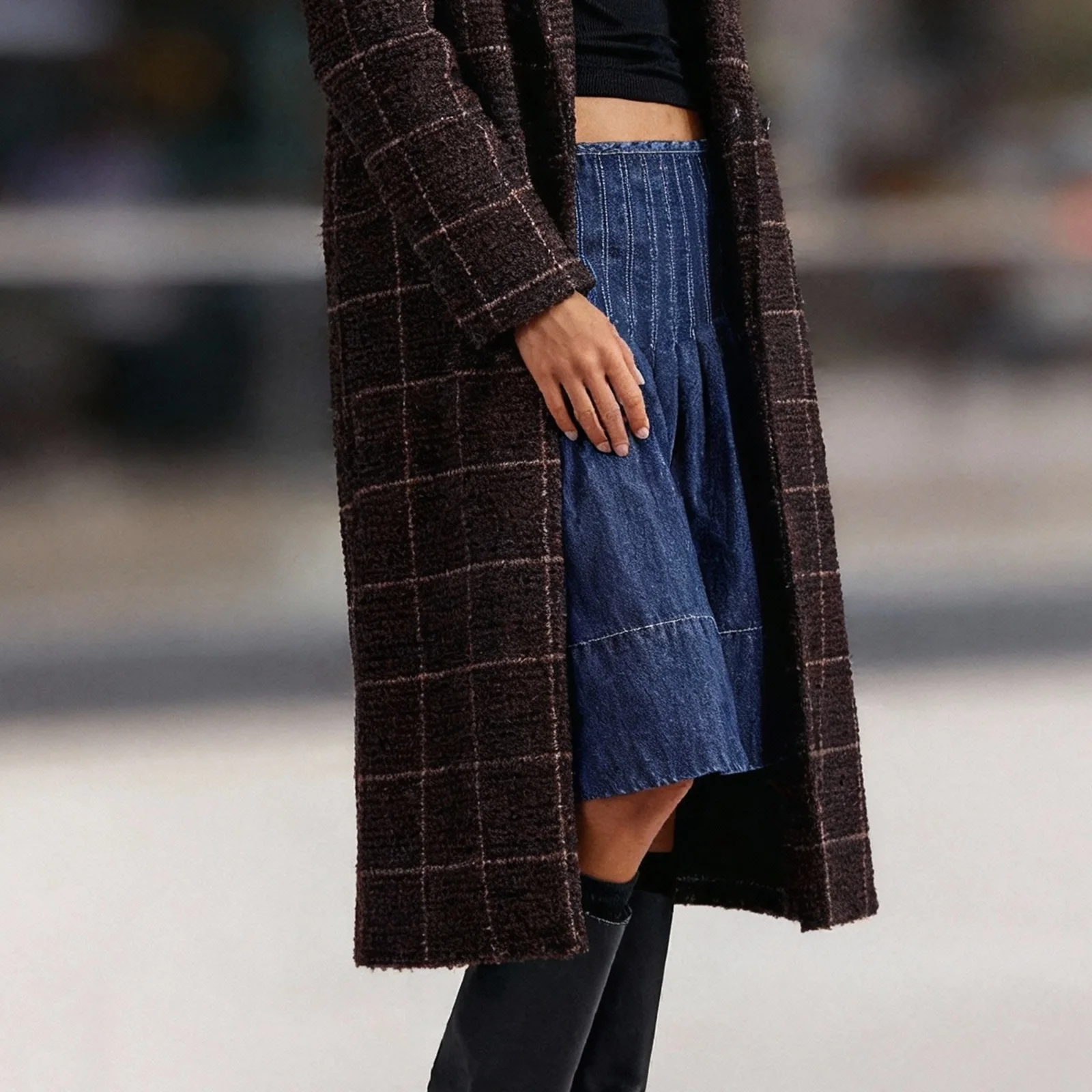 Damska spódnica midi z denimu wysokiej jakości, z wysokim stanem, o kroju litery A, do kolan, codzienna spódnica jeansowa na co dzień, do biura i na imprezę.