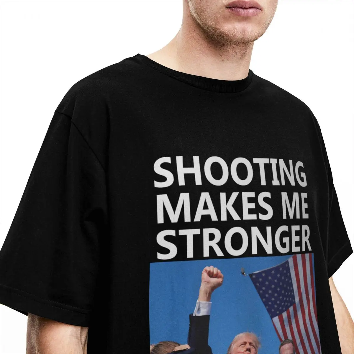 Trump Make America Great Again T-Shirt Summer Shooting makes me stronger Casual T-Shirts Cotton Fashion Tshirt Men Casual Tees