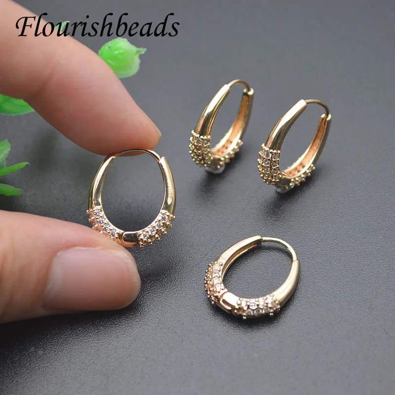 Beautiful Design Gold Color Paved CZ Beads Earring Hooks Handmade Ear Wire Accessories Jewelry Material Supplies 20pcs/lot