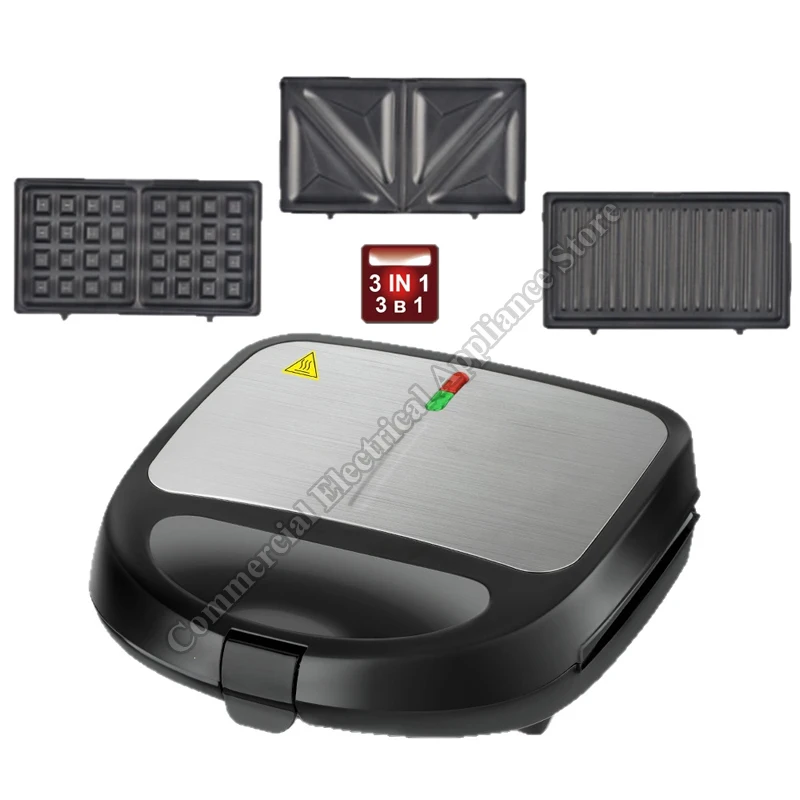 Electric Sandwich Maker Non-Stick Plates with Indicator Lights Cool Touch Handle Easy Clean And Store Breakfast Maker