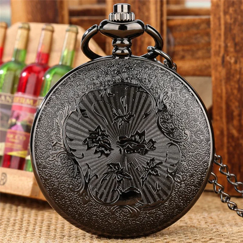 Old Fashion Pocket Watch Liberty In God We Trust Men Women Quartz Analog Watches with Full Hunter FOB Necklace Chain Souvenir