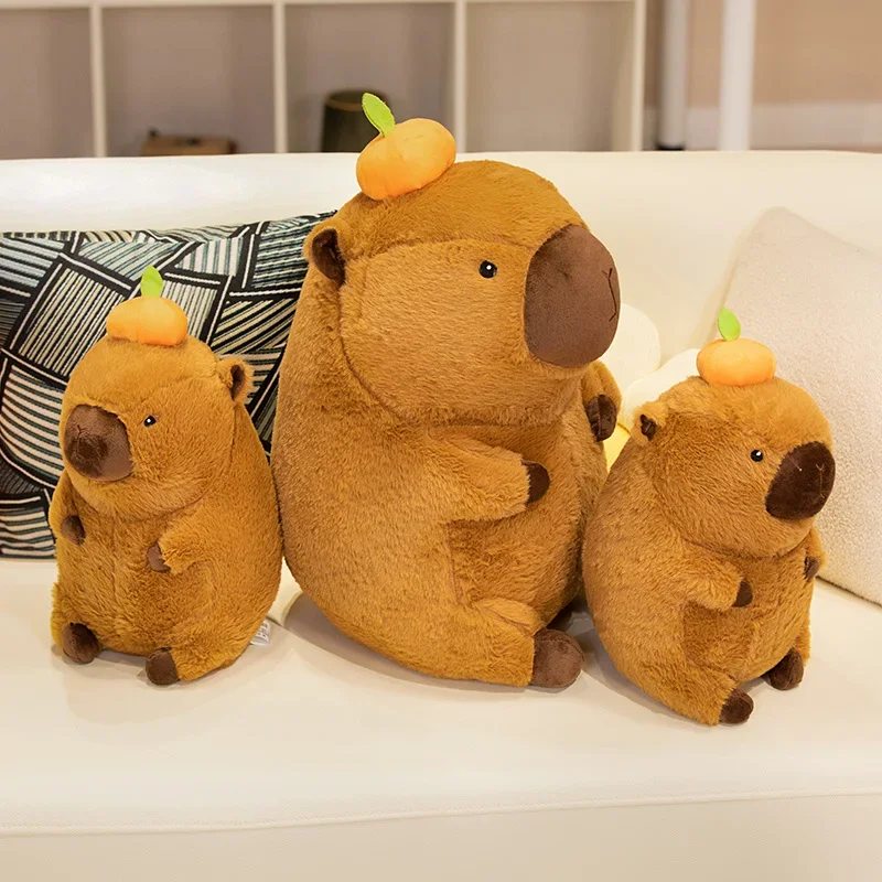 

New Kawaii Fluffly Capybara Plush Toy Simulation Stuffed Animals Cute Capybara With Tangerine Soft Plushies Doll for Girls Gifts