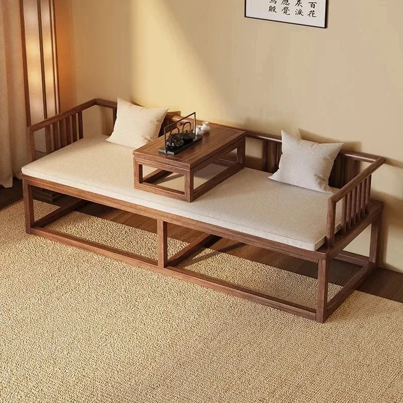 Solid wood Arhat bed Zen simple new Chinese sofa, combination antique home living room high-end Arhat vertex several