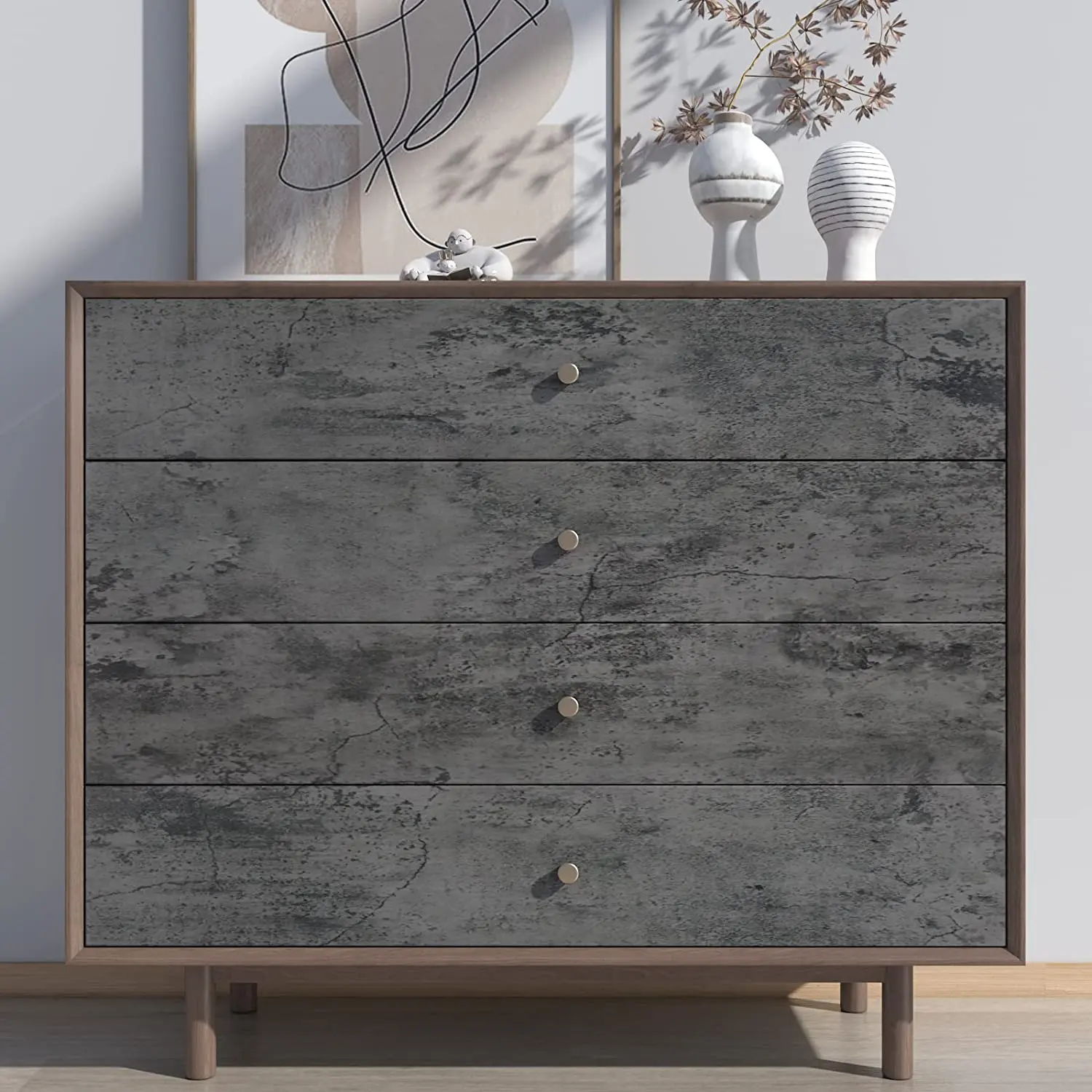 80cm Width Cement Wallpaper  Adhesive for Furniture Decor Living Room Bedroom Film Vinyl PVC Waterproof Wall Stickers Room Decor